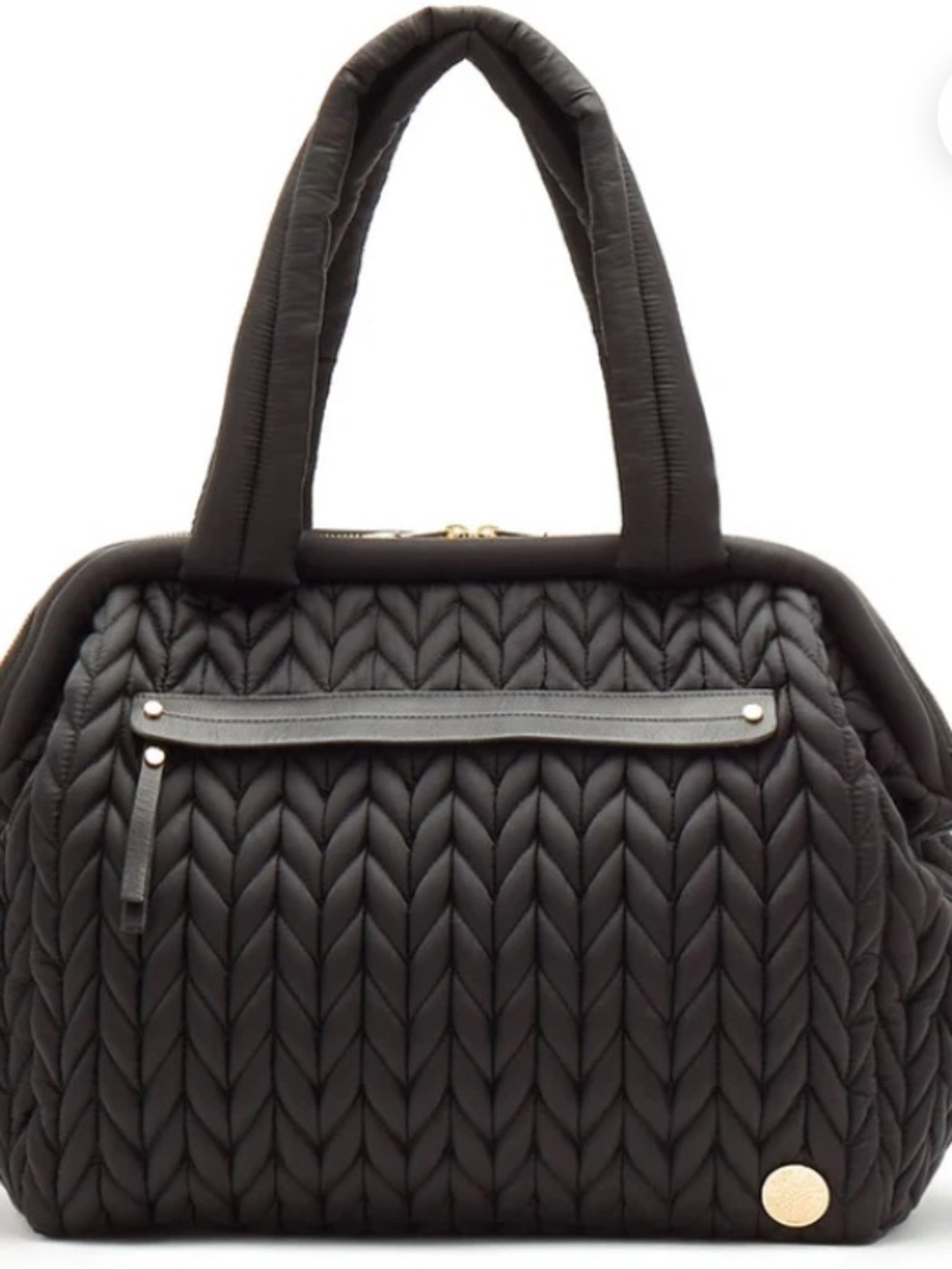 HAPP Paige Carryall Black - Baby Bag Herringbone Quilted
